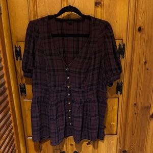 Torrid Purple Plaid Button-Up Blouse